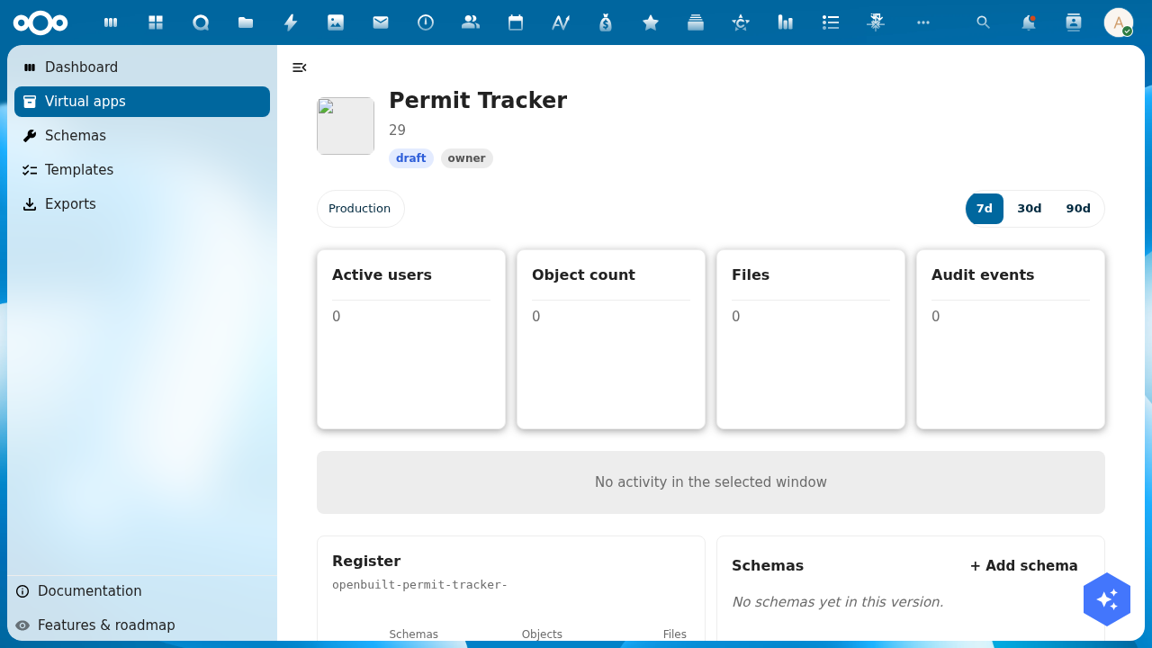 Application detail page after wizard create
