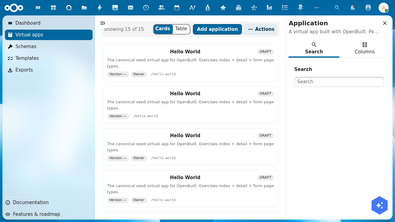 Virtual apps index after wizard create